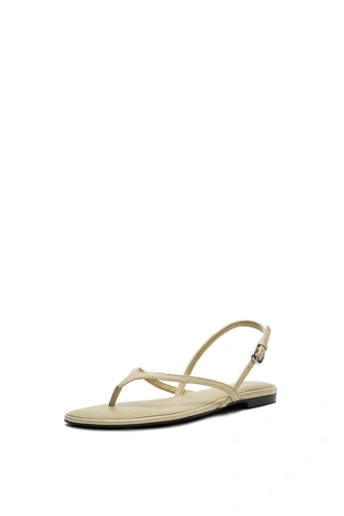 CREAM | 1700/850/719 - Massimo Dutti Плоские кожаные сандалии