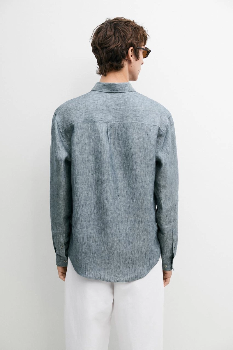 Рубашка regular fit из меланжевого льна 100%