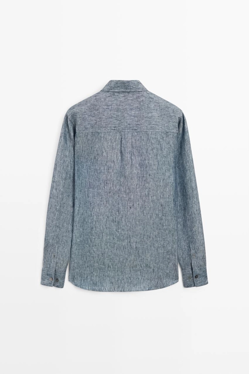Рубашка regular fit из меланжевого льна 100%