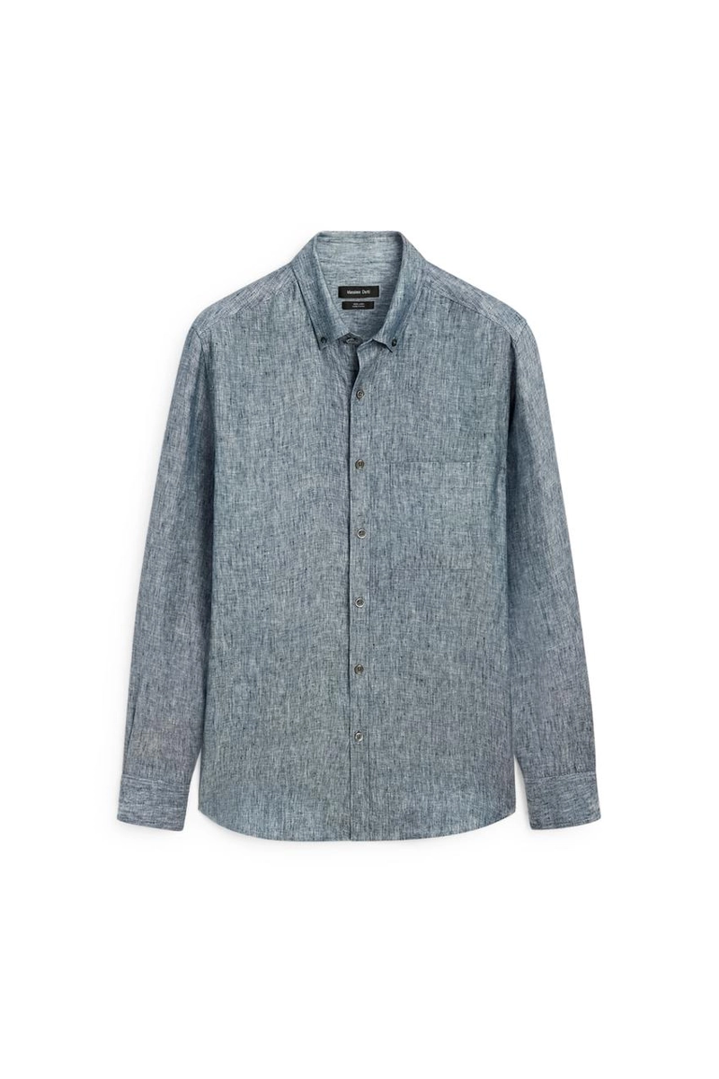 Рубашка regular fit из меланжевого льна 100%