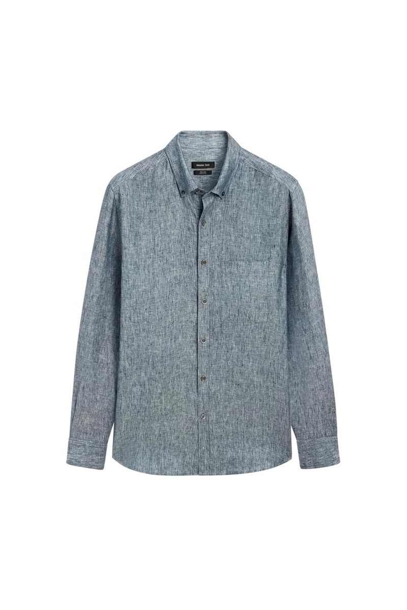 Рубашка regular fit из меланжевого льна 100%