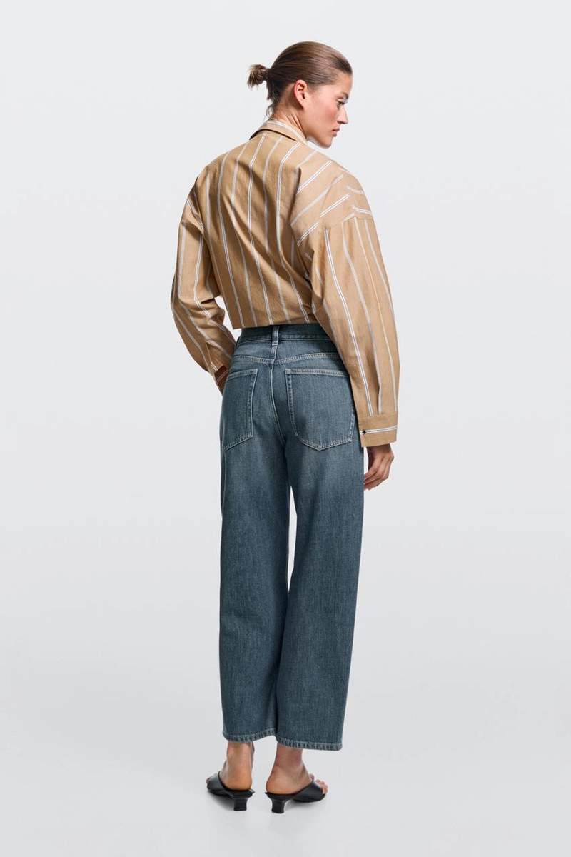 Джинсы massimo dutti с широкими укороченными штанинами и средней посадкой