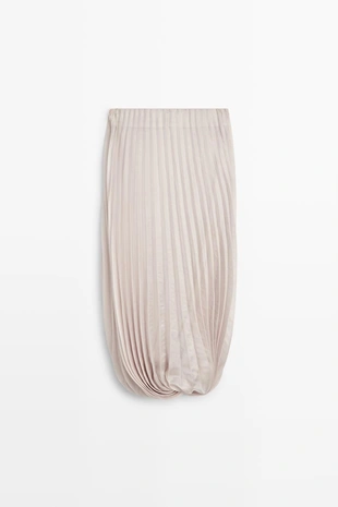 Pink | 9217/950/668 - Massimo Dutti Плиссированная юбка средней длины с объемным подолом