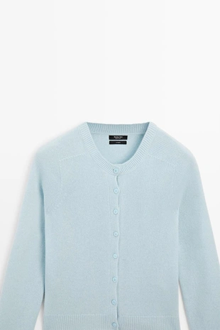 SKY BLUE | 5902/565/403 - Massimo Dutti Короткий кардиган из 100% кашемира
