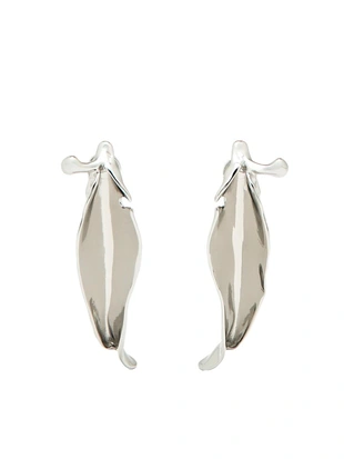 SILVER | 4605/728/808 - Massimo Dutti Серьги с неровным листом