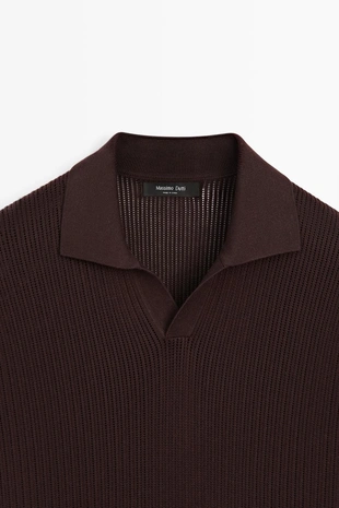 Купить Massimo Dutti Поло из трикотажа с V-образным вырезом из хлопковой смеси