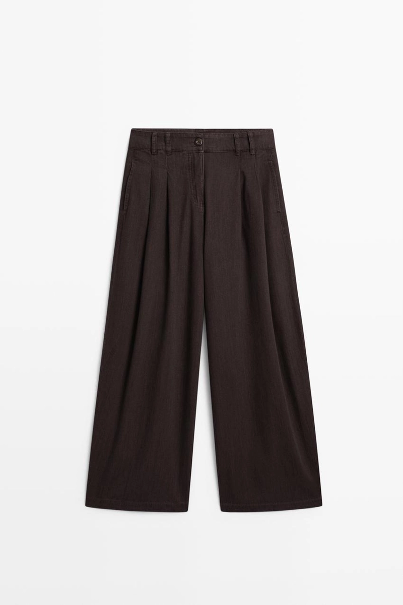 Джинсы с защипами и свободным кроем massimo dutti