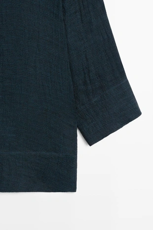 BLUE | 6675/509/400 - Massimo Dutti Свободное мини-платье из 100% льна