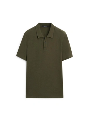 DARK OLIVE GREEN | 0724/198/528 - Massimo Dutti Поло из микротекстурированного хлопкового бленда