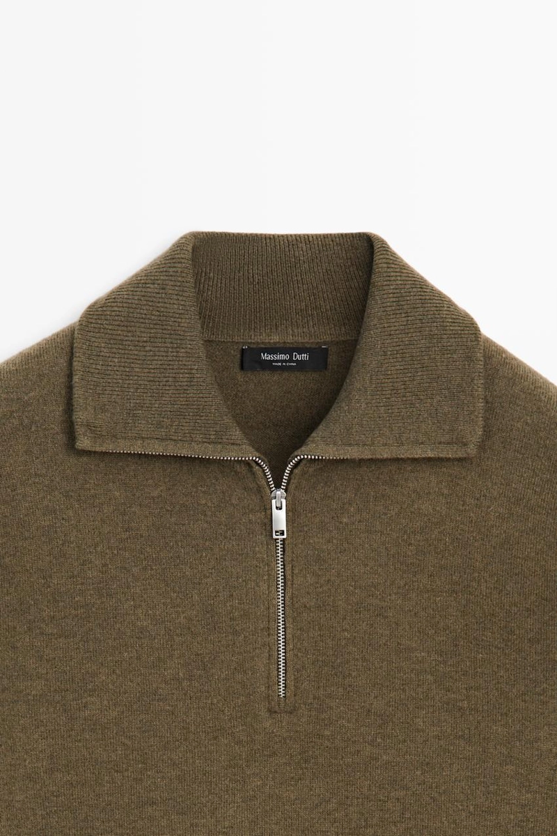Вязаный свитер с высоким воротником и молнией massimo dutti