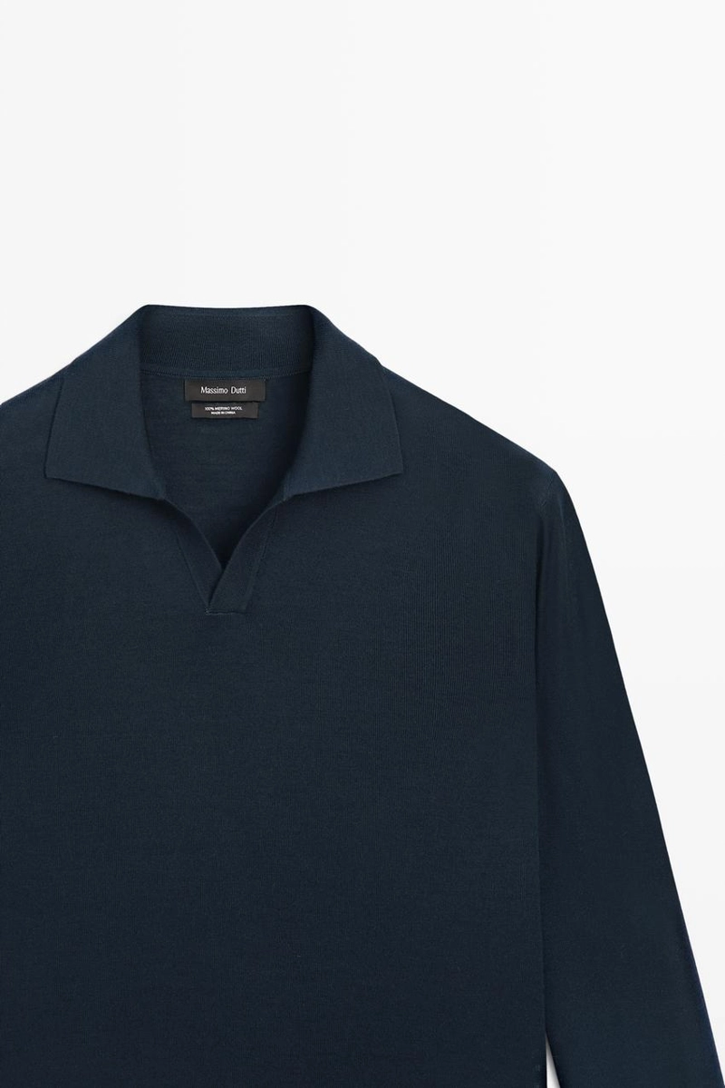 Поло-свитер из 100% мериносовой шерсти massimo dutti