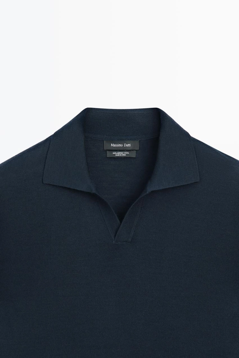 Поло-свитер из 100% мериносовой шерсти massimo dutti
