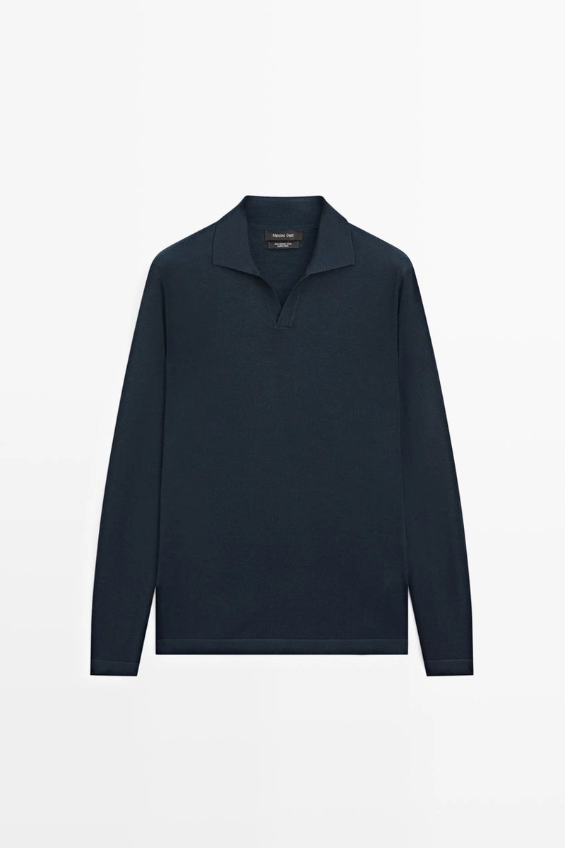 Поло-свитер из 100% мериносовой шерсти massimo dutti