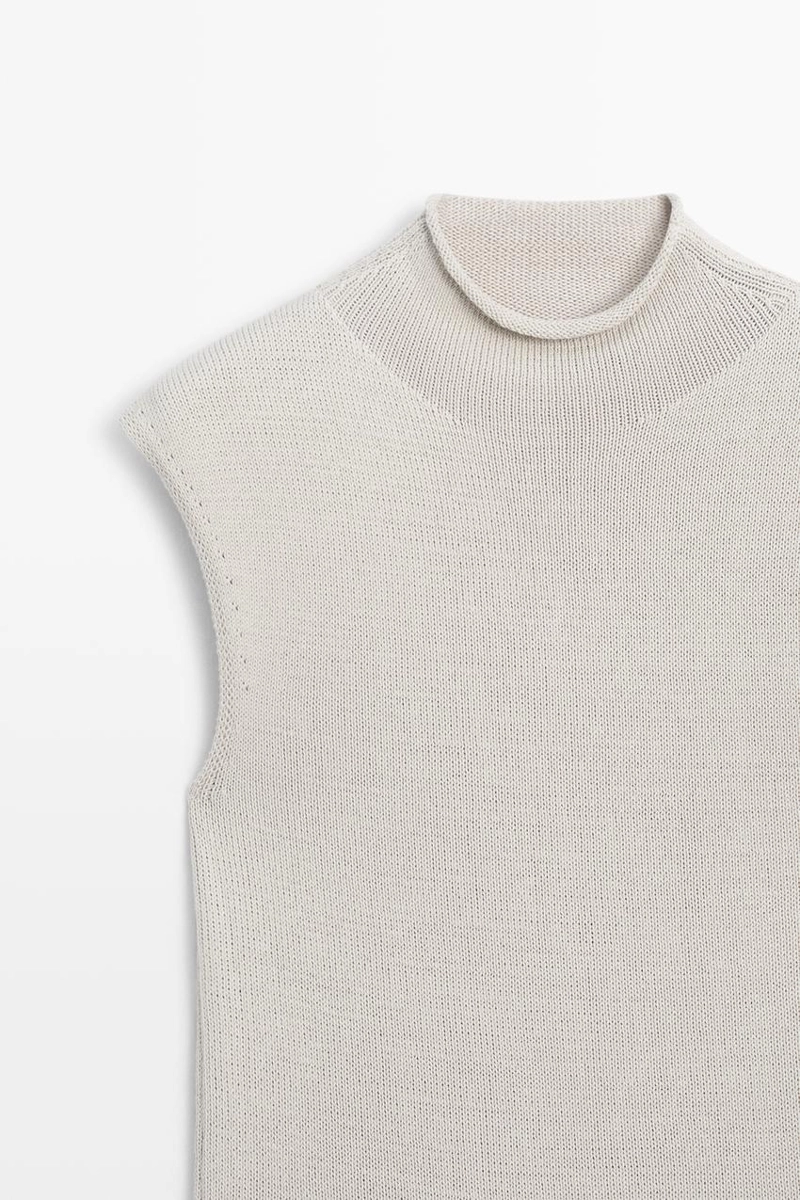 Вязаный топ с высоким воротником из хлопковой смеси massimo dutti