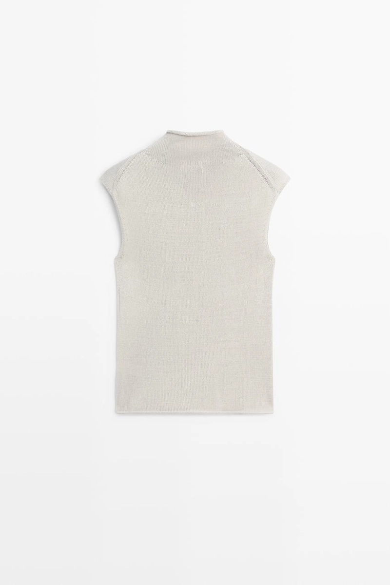 Вязаный топ с высоким воротником из хлопковой смеси massimo dutti