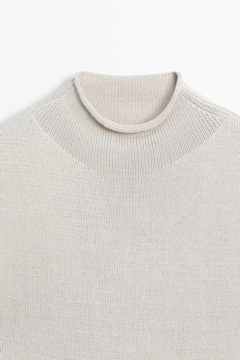 Вязаный топ с высоким воротником из хлопковой смеси massimo dutti