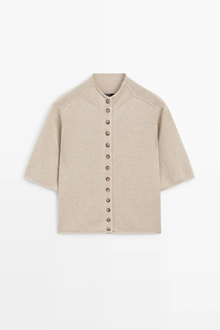 Хлопковый кардиган с воротником-труба- Заказать в России