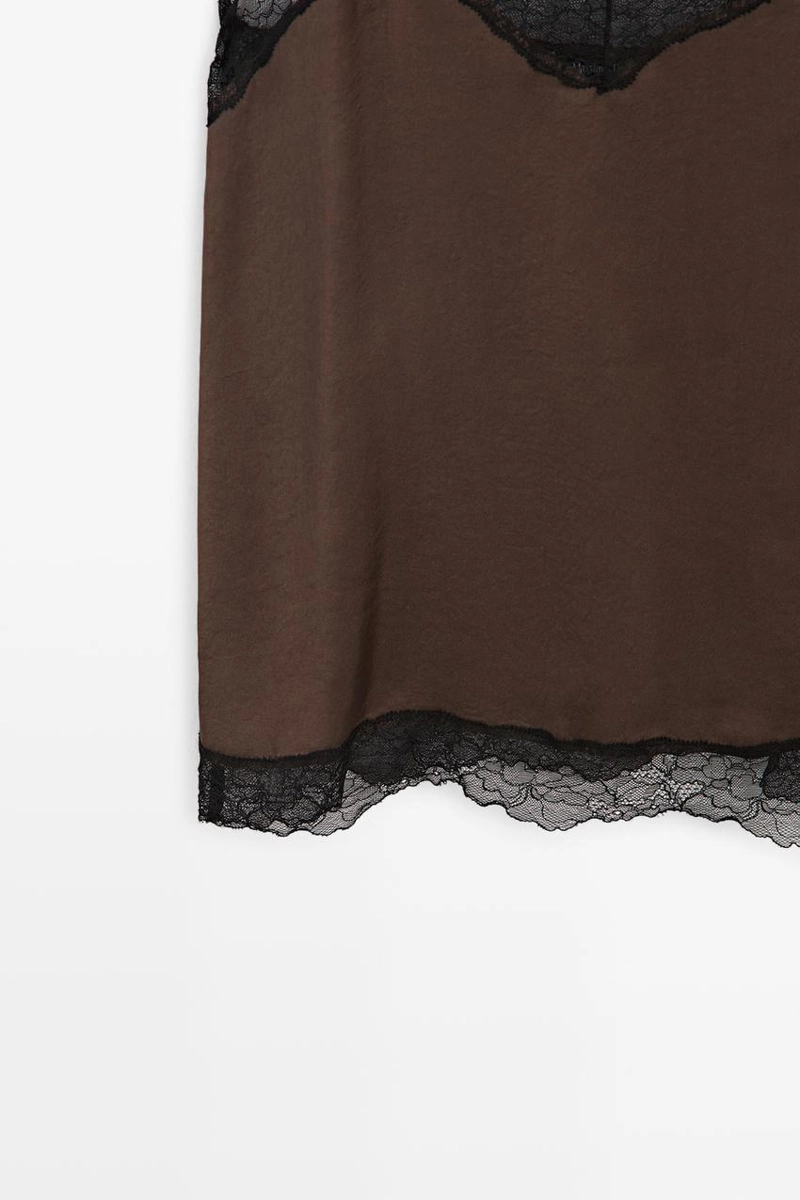 Контрастный топ-комбинация с кружевом massimo dutti