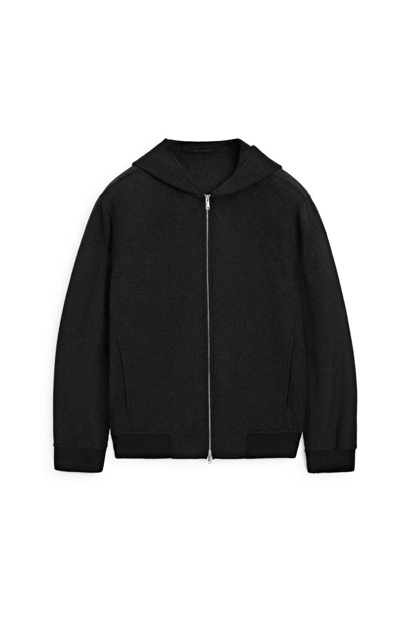 Двусторонняя куртка с капюшоном из смеси шерсти