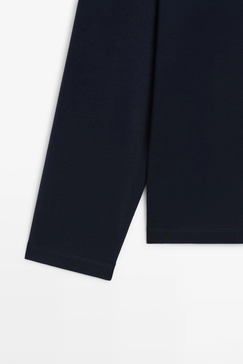 Футболка massimo dutti с длинным рукавом и воротником хенли из 100% хлопка