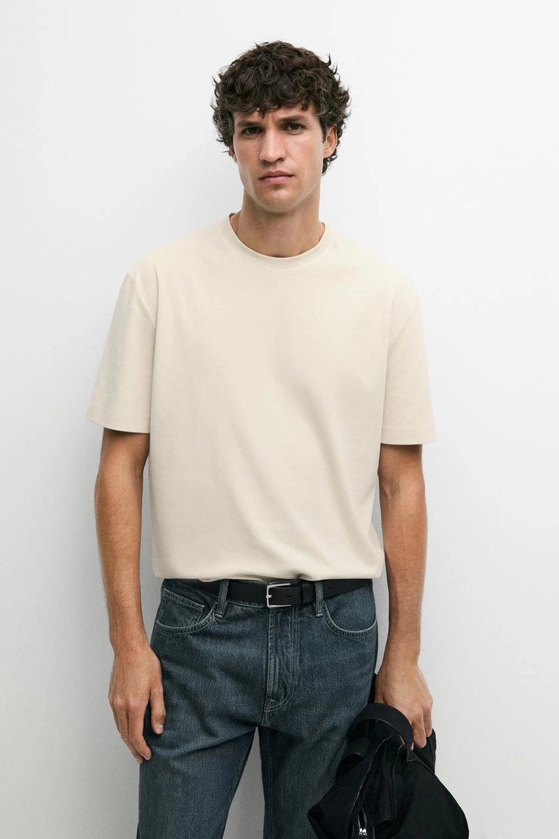 Футболка с контрастным воротником и короткими рукавами massimo dutti