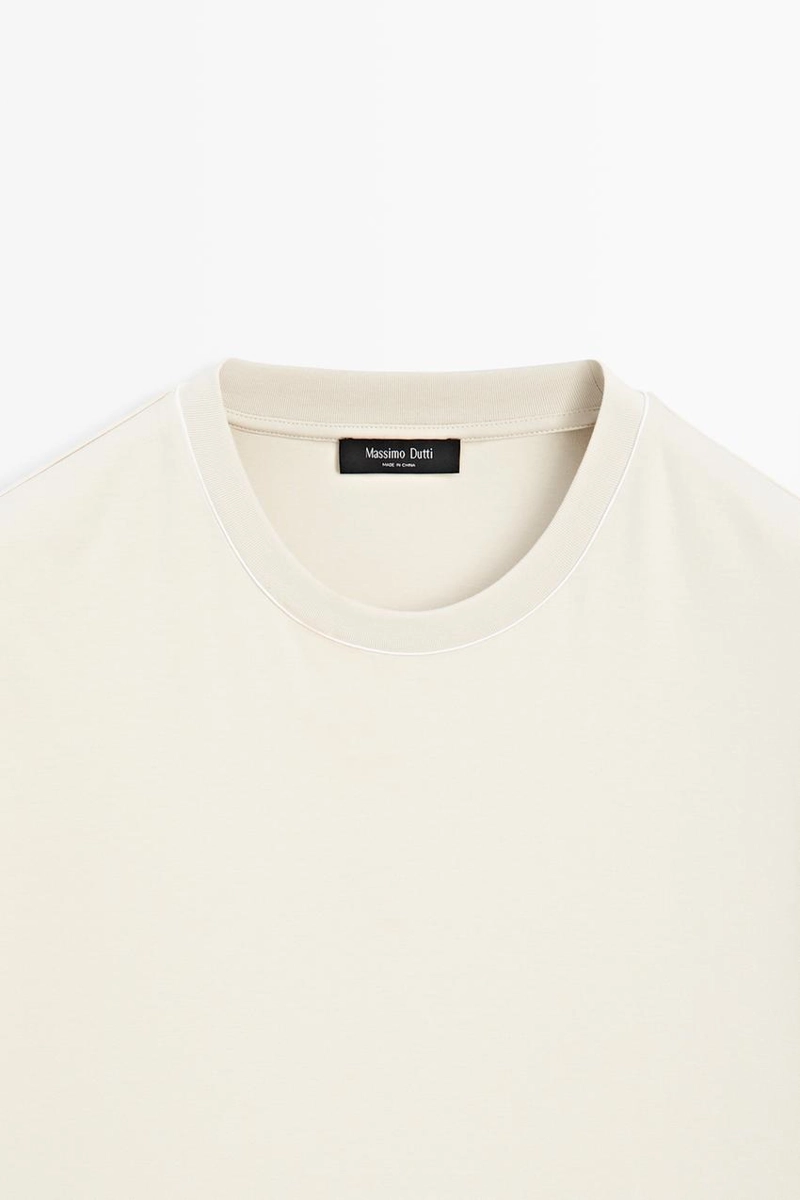 Футболка с контрастным воротником и короткими рукавами massimo dutti