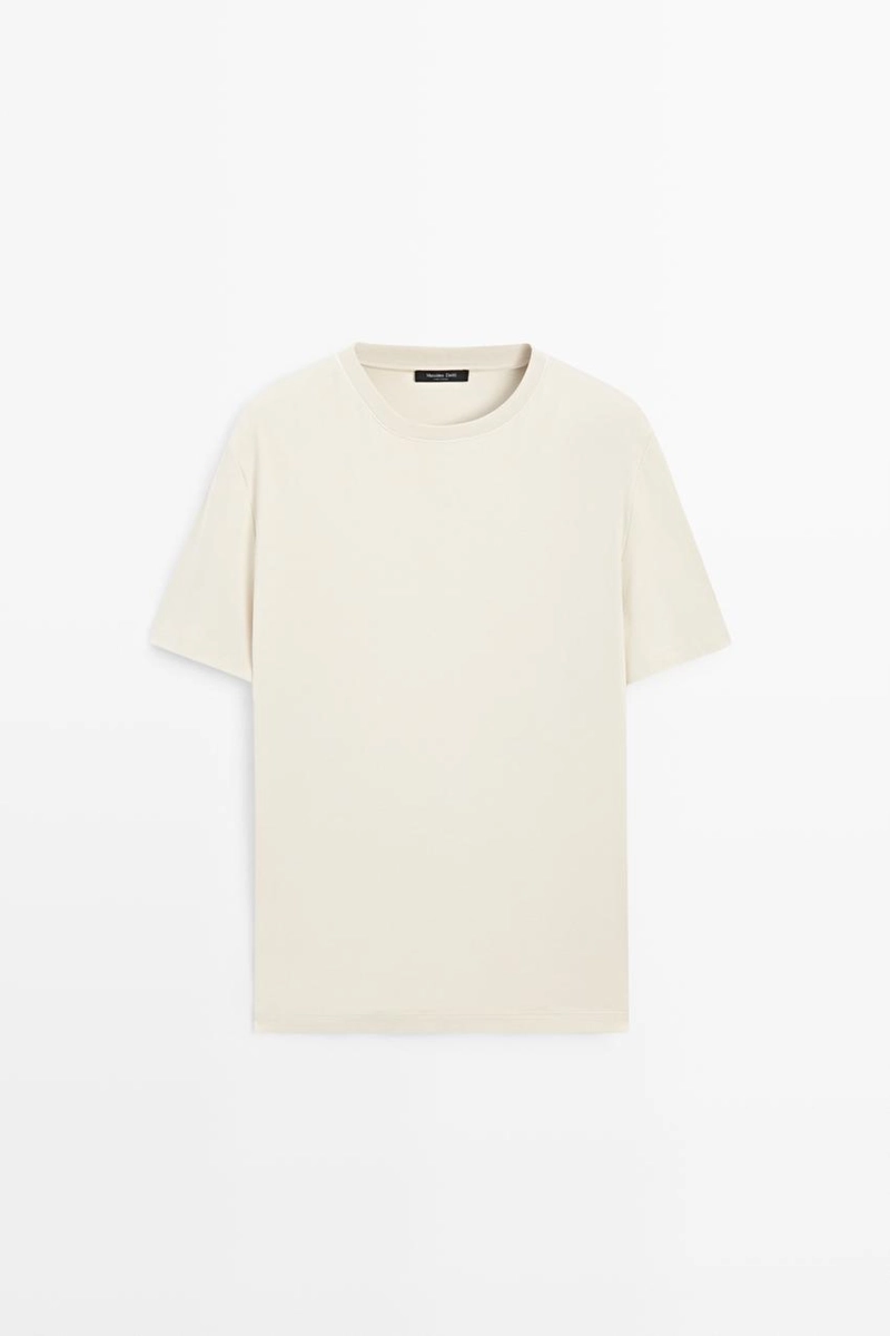 Футболка с контрастным воротником и короткими рукавами massimo dutti