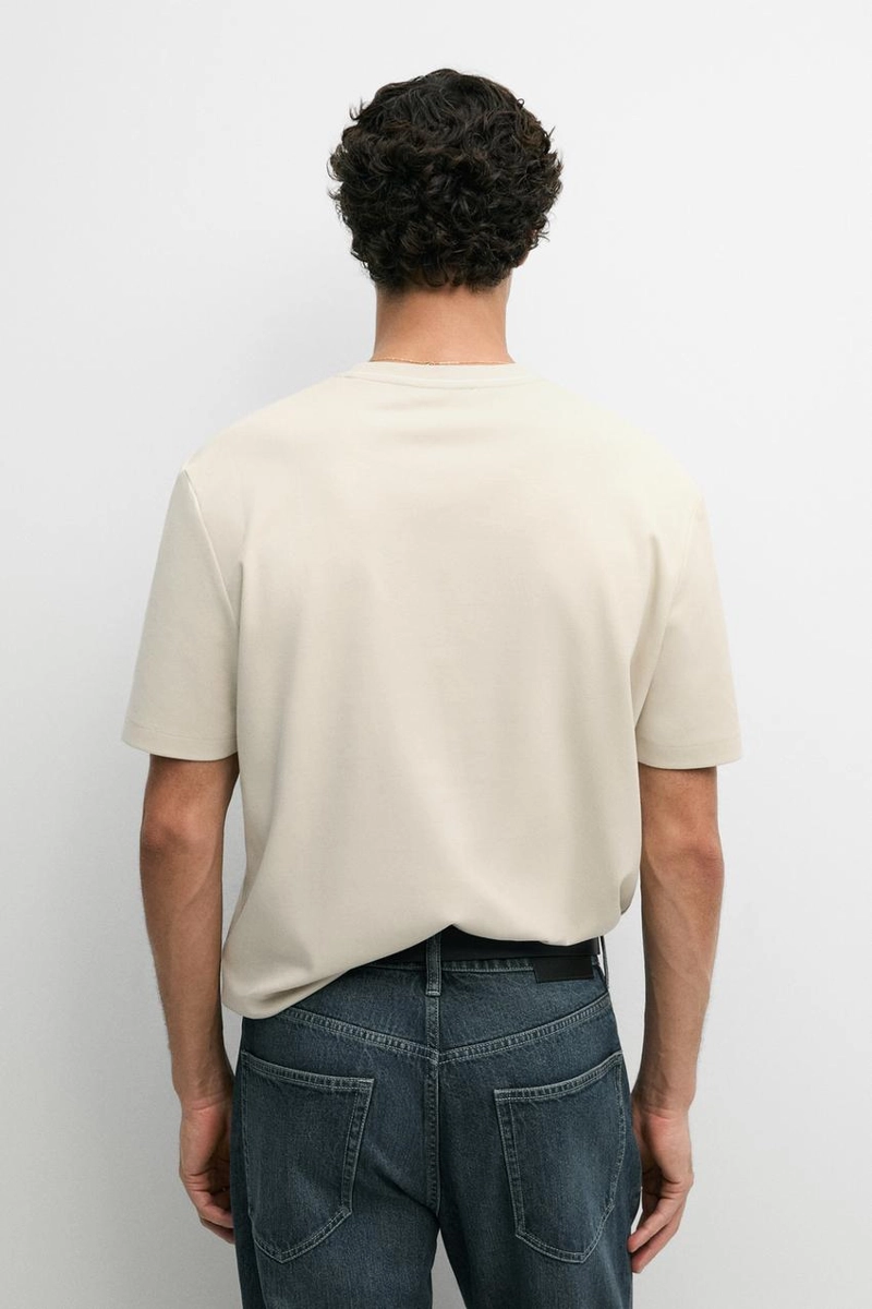Футболка с контрастным воротником и короткими рукавами massimo dutti