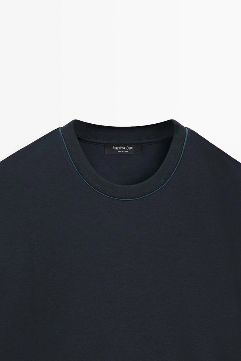 Футболка с короткими рукавами и контрастным воротником massimo dutti