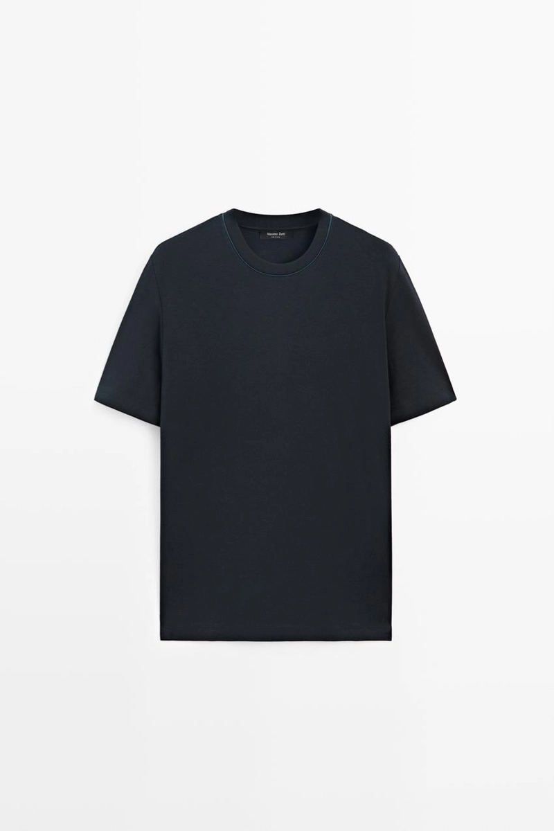 Футболка с короткими рукавами и контрастным воротником massimo dutti