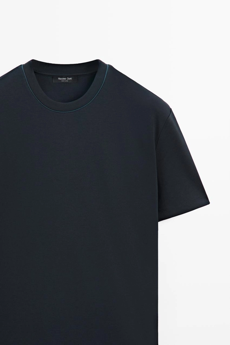 Футболка с короткими рукавами и контрастным воротником massimo dutti
