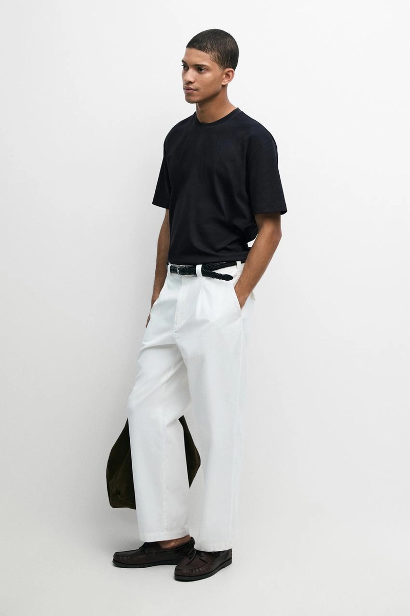 Футболка с короткими рукавами и контрастным воротником massimo dutti