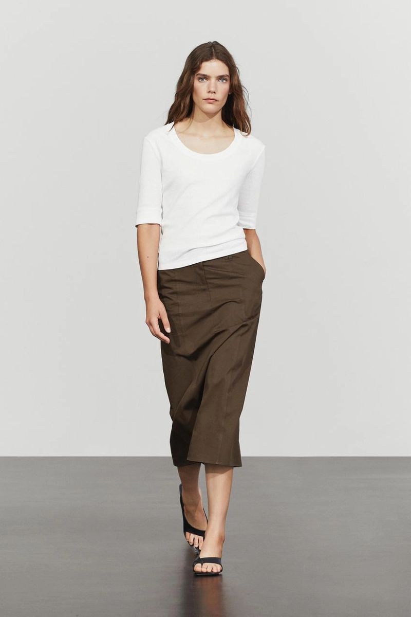 Футболка massimo dutti из 100% хлопка с круглым вырезом