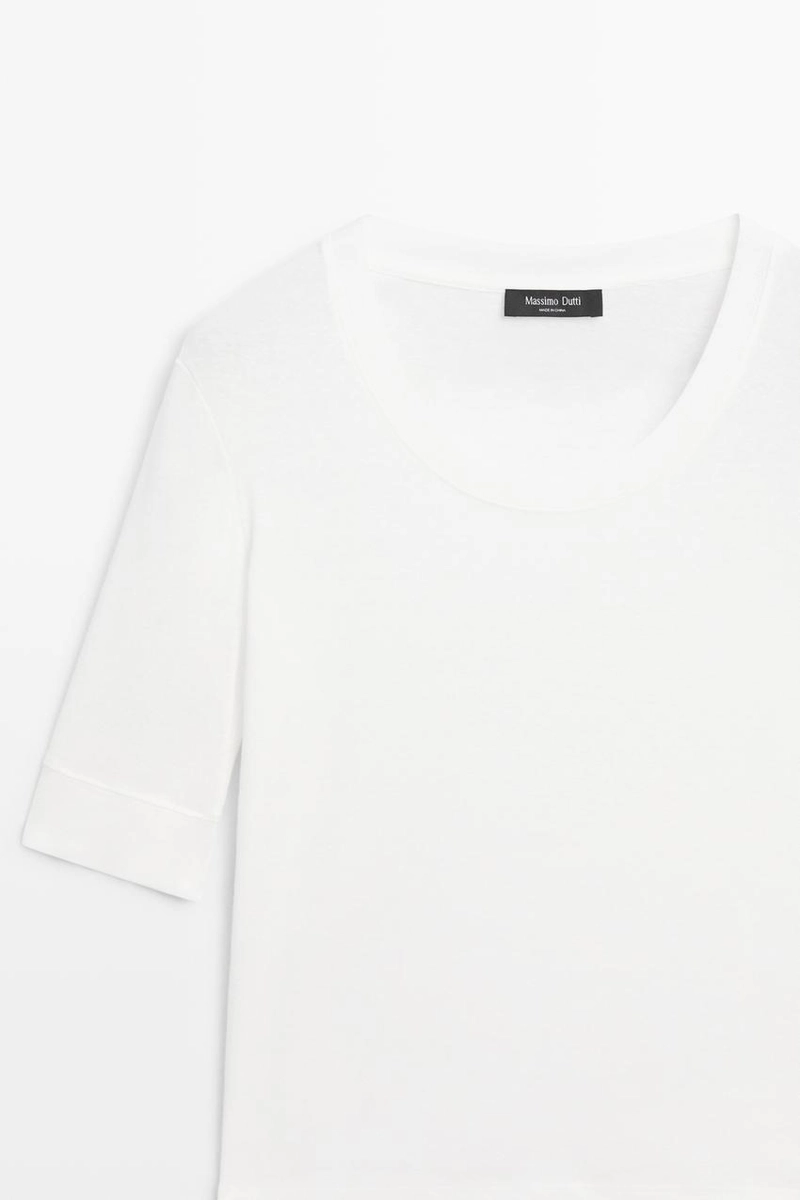 Футболка massimo dutti из 100% хлопка с круглым вырезом