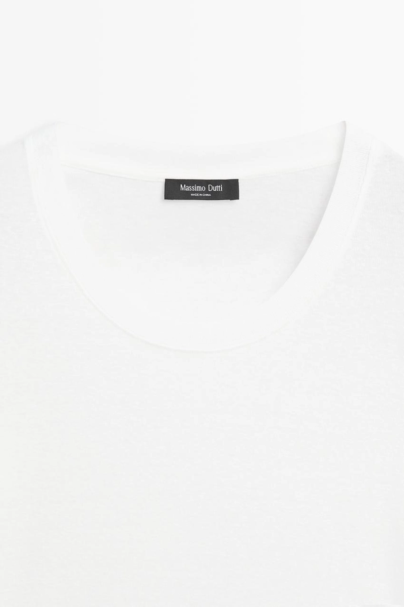 Футболка massimo dutti из 100% хлопка с круглым вырезом
