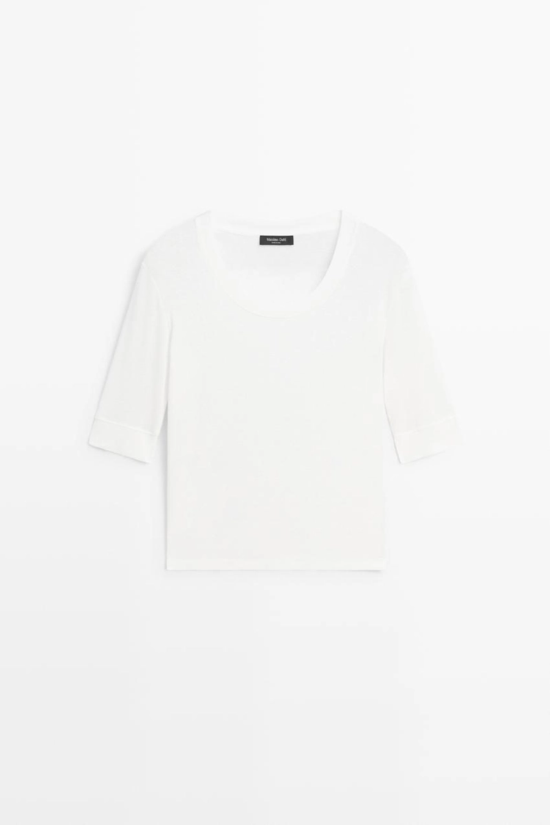 Футболка massimo dutti из 100% хлопка с круглым вырезом