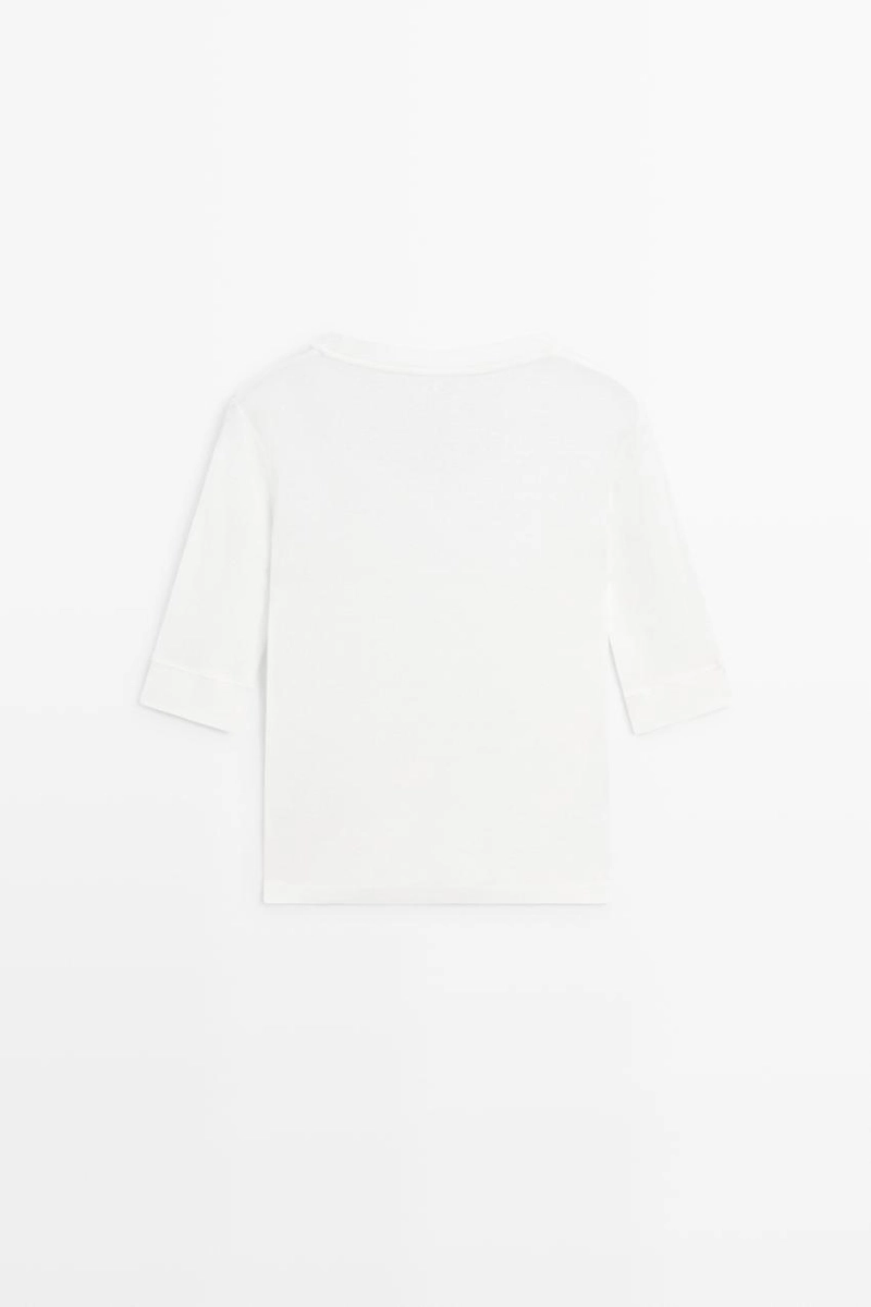 Футболка massimo dutti из 100% хлопка с круглым вырезом
