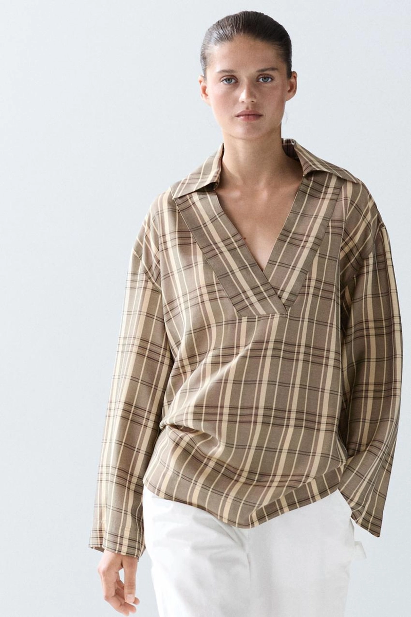Поло oversize с клетчатым принтом