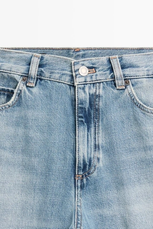Light Blue | 5049/849/406 - Massimo Dutti Джинсы палаццо с высокой талией