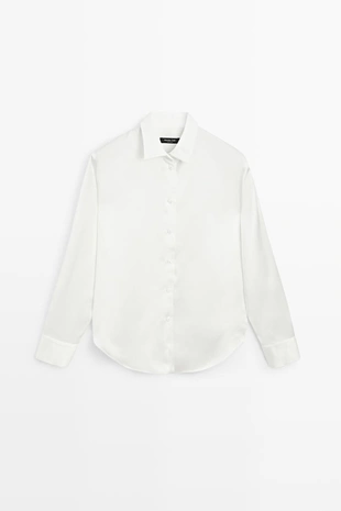 Струящаяся атласная рубашка- Заказать в России