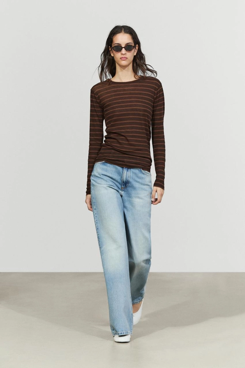 Футболка с длинным рукавом в полоску massimo dutti