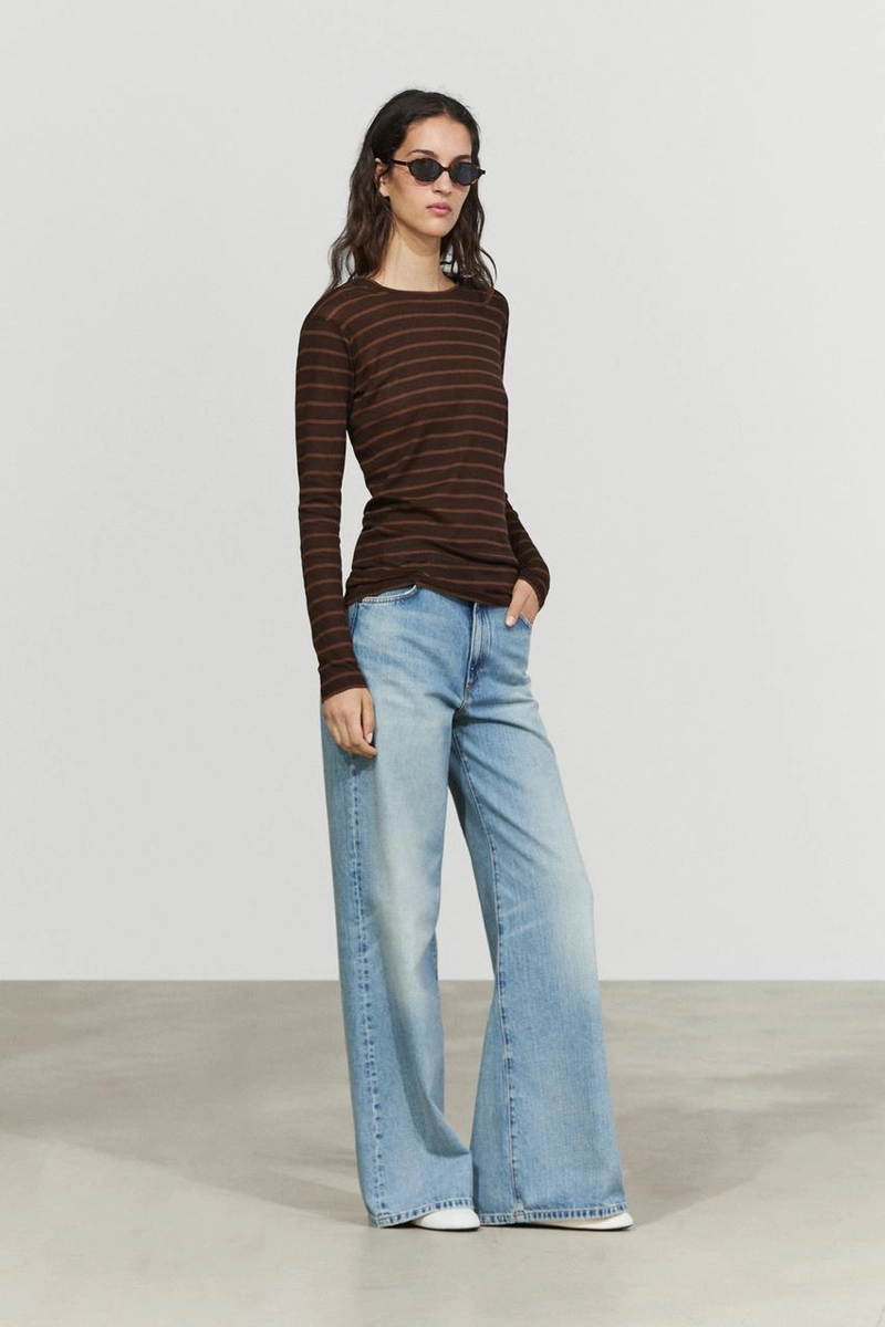 Футболка с длинным рукавом в полоску massimo dutti