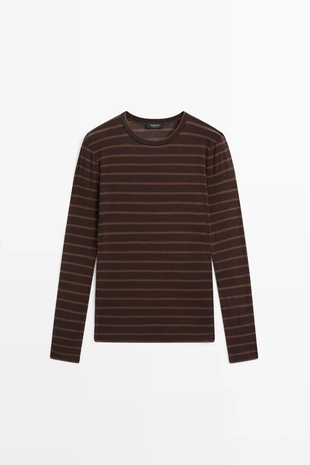 Футболка с длинным рукавом в полоску massimo dutti- Заказать в России