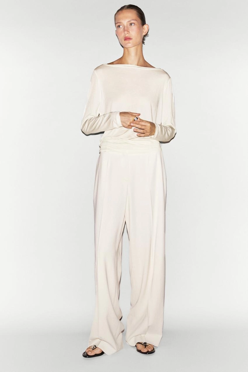 Широкие брюки с широкими штанинами massimo dutti