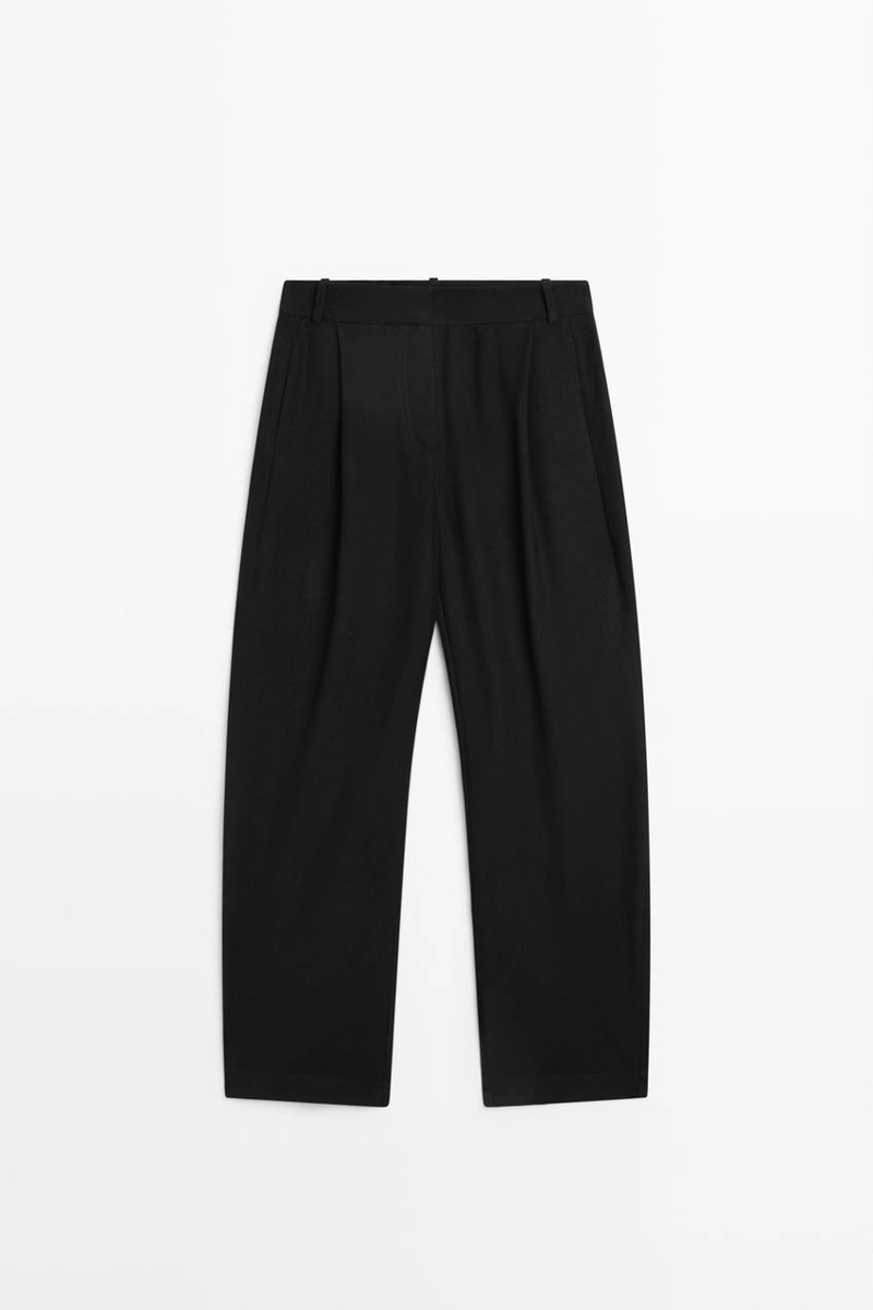 Брюки с защипами фасона barrel fit