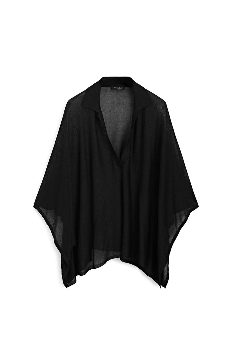 Кейп с переливающейся отделкой и воротником-поло