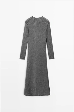Silver | 9101/953/909 - Massimo Dutti Длинное металлическое вязаное платье - STUDIO
