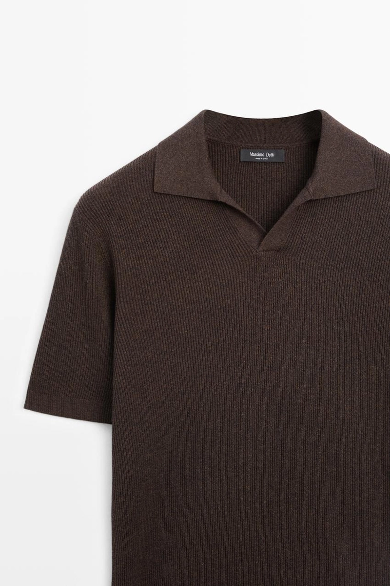 Футболка-поло из трикотажа с хлопковой смесью massimo dutti