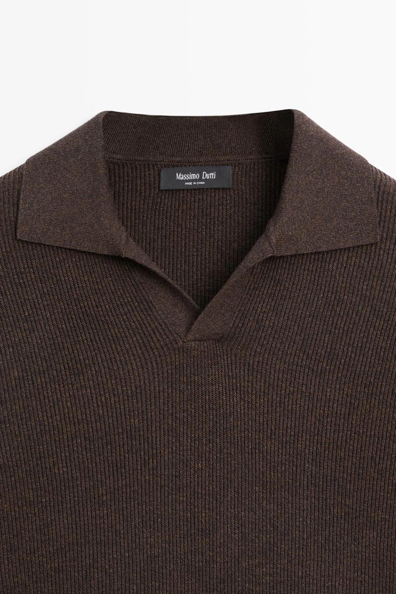 Футболка-поло из трикотажа с хлопковой смесью massimo dutti