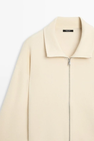 Vanilla | 5928/527/323 - Massimo Dutti Вязаная куртка на молнии из хлопка
